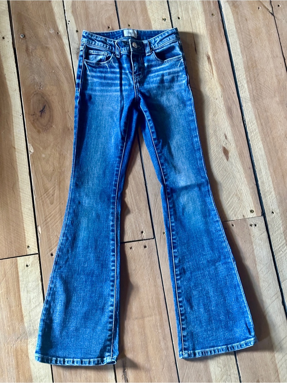 BKE Youth Girls 10L Y2K Flare Jeans Low Rise Medium Wash